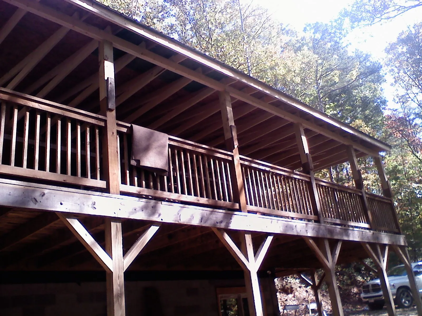 Timber framing under a new elevated porch and deck — Roof Leak Repair in Clarkesville by Roofing Brothers